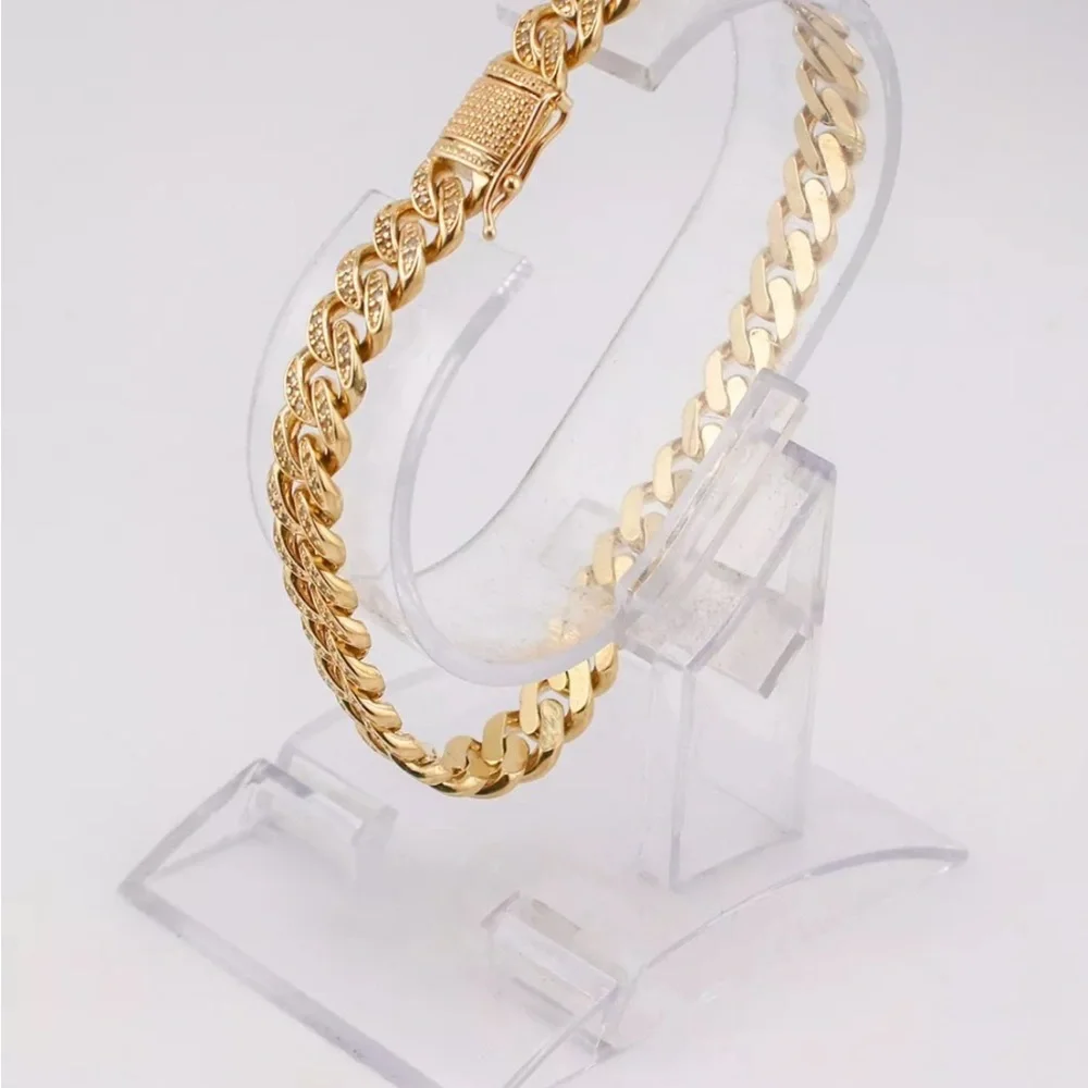 10K solid yellow gold and Diamond Miami Cuban Link Bracelet